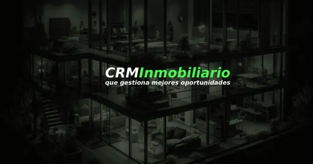 Edificio acristalado de varias plantas con el texto "CRM Inmobiliario