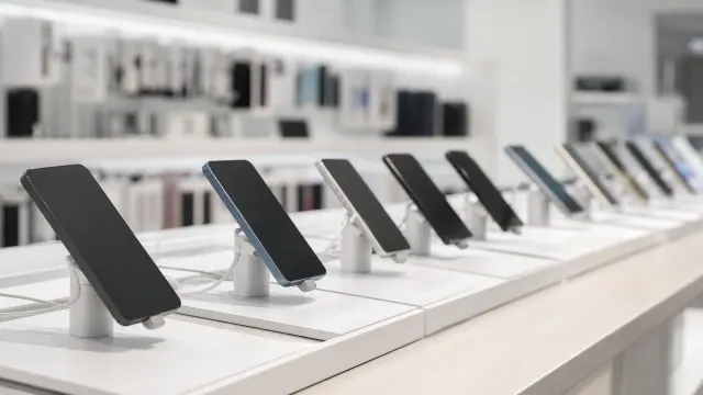 Móviles expuestos en una tienda de electrónica
