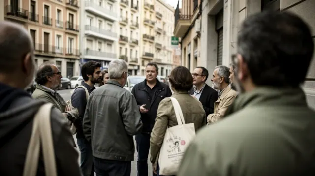 Un grupo de personas reunidas en una calle parisina conversando