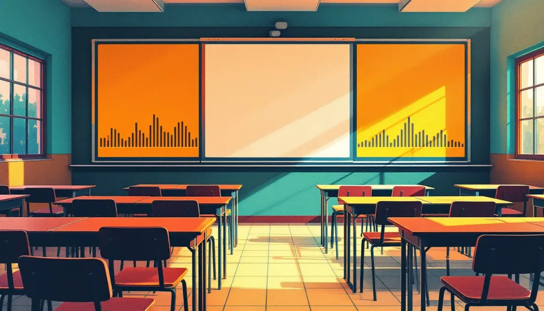 Ilustración conceptual sobre altas temperaturas en aulas escolares