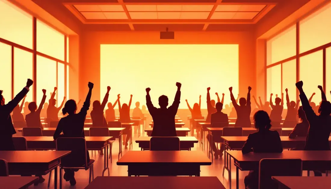 Ilustración simbólica de protesta en el sector educativo