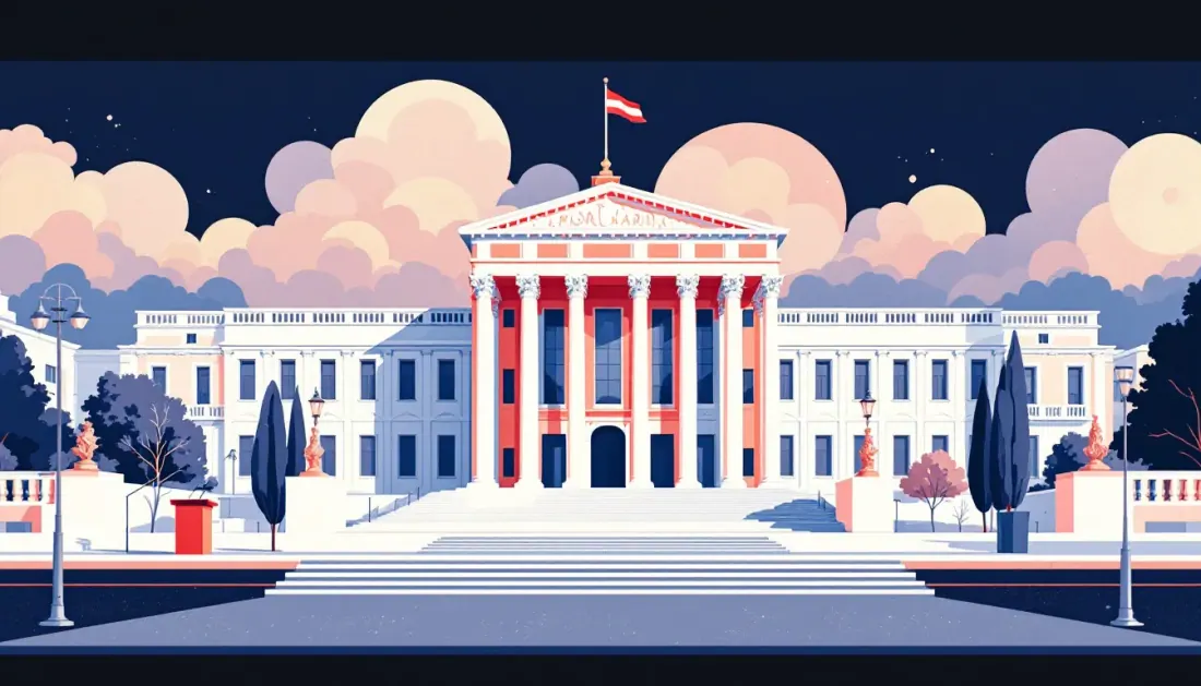 Ilustración conceptual de un parlamento autonómico y proceso electoral