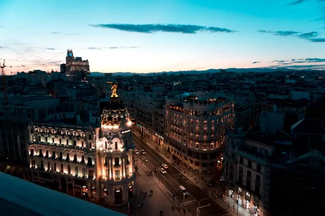 Vista panorámica de Madrid con sus principales monumentos y edificios