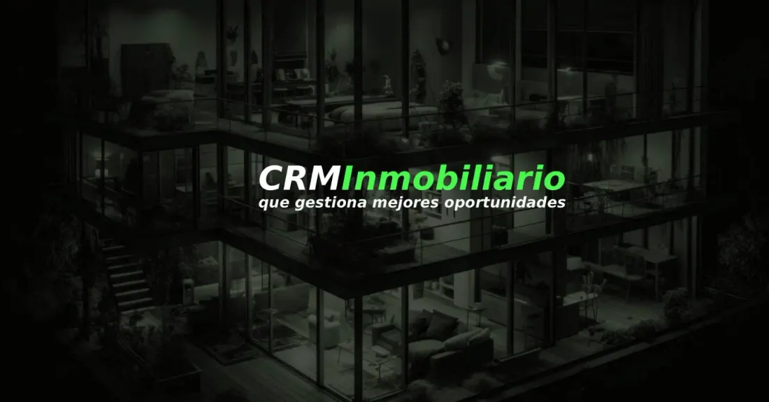 Edificio acristalado de varias plantas con el texto "CRM Inmobiliario
